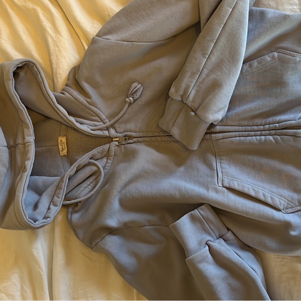 Blue brandy Melville cropped zip up hoodie